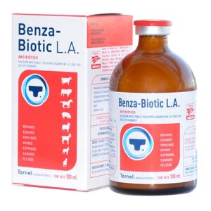 Benza-Biotic L.A 100ml, طب بيطري, Antibiotics, Mexican Products, Protectors & Recovery , actinomycosis, antibiotic, antimicrobial, benza-biotic, dihydrostreptomycin, fever, gangrene, gram, leptospirosis, penicillins, pneumonia, tornel, Benza-Biotic veterinary injection, Benza-Biotic injection for sale,