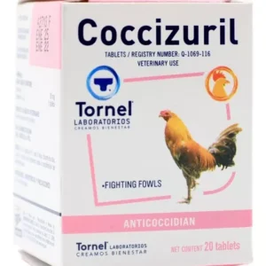 Coccizuril 50 Tablets, Mexican Products, Protectors & Recovery, acervulina, antiparasitic, bird, brunetti, coccidiosis, coccizuril, eimeria, parasite, parasitic, protozoa, tornel, Coccizuril for Roosters, Coccizuril Tablets, Coccizuril for fighting fowls,