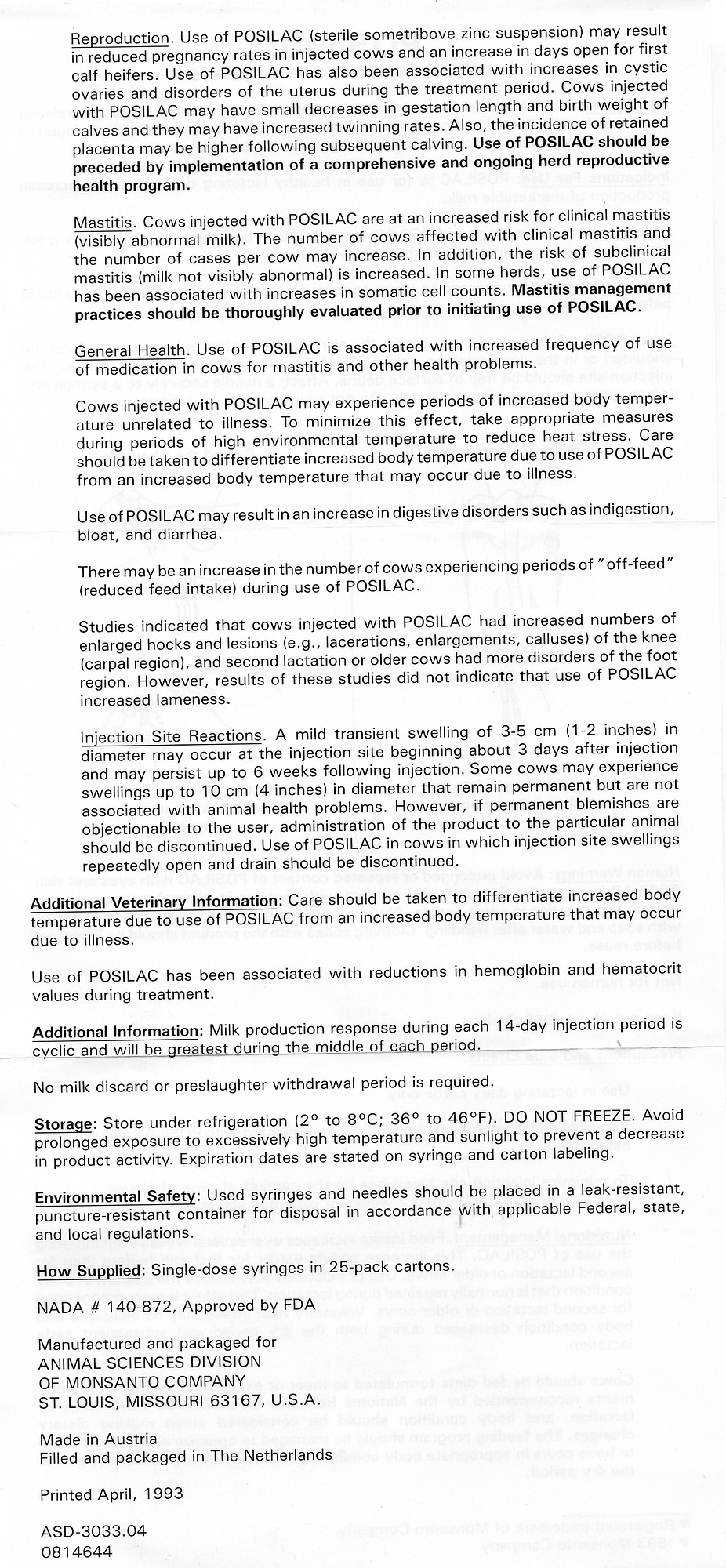 Posilac 500mg, Posilac sterile sometribove Zinc suspension, sometribove Zinc, Posilac, Posilac 500mg, Posilac sterile sometribove Zinc suspension, sometribove Zinc, Posilac,